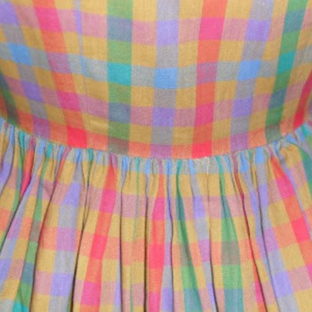 Vintage 50s Checkered Plaid School Girl Dress S - Picture 6 of 10